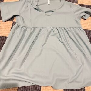 Zenana Outfitters light blue babydoll boutique V-Neck Blouse